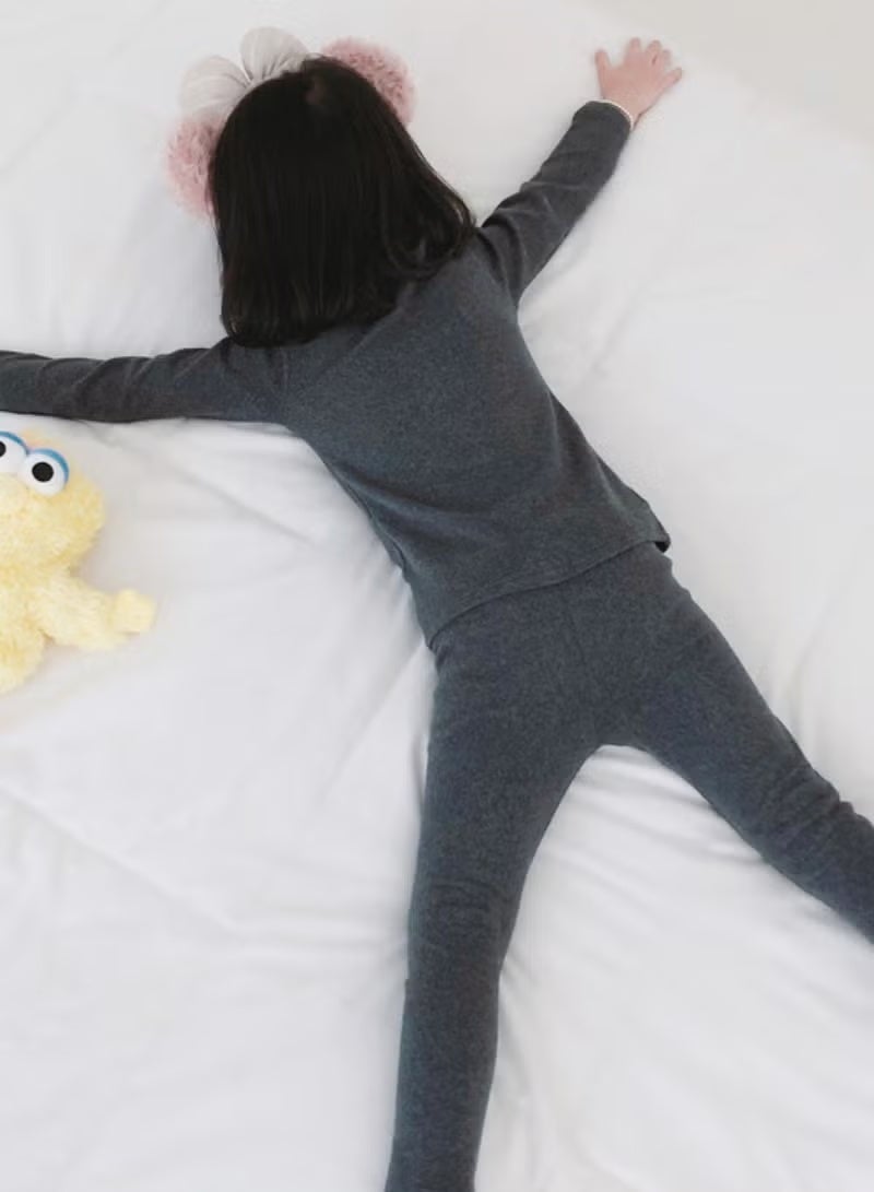 مجموعة ملابس داخلية حرارية للأطفال بلون واحد، قمصان وسروال ناعم، مجموعة ملابس نوم ناعمة للأطفال - Image 2
