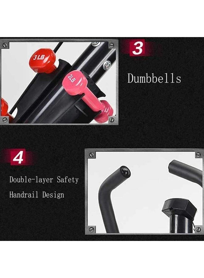 والالا جهاز تمارين اللياقة البدنية المنزلية 4 في 1، جهاز صعود الدرج مع مقود، مع شريط مقاومة وقرص ملتوي، مع 4 دمبل 0.5/0.9 كجم، شاشة LCD، جهاز تدريب الساقين بدواسة هادئة لإنقاص الوزن من أجل تمرين كامل الجسم في المنزل والمكتب - Image 4