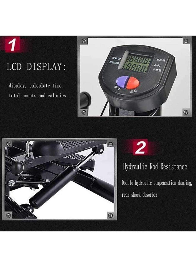 والالا جهاز تمارين اللياقة البدنية المنزلية 4 في 1، جهاز صعود الدرج مع مقود، مع شريط مقاومة وقرص ملتوي، مع 4 دمبل 0.5/0.9 كجم، شاشة LCD، جهاز تدريب الساقين بدواسة هادئة لإنقاص الوزن من أجل تمرين كامل الجسم في المنزل والمكتب - Image 5