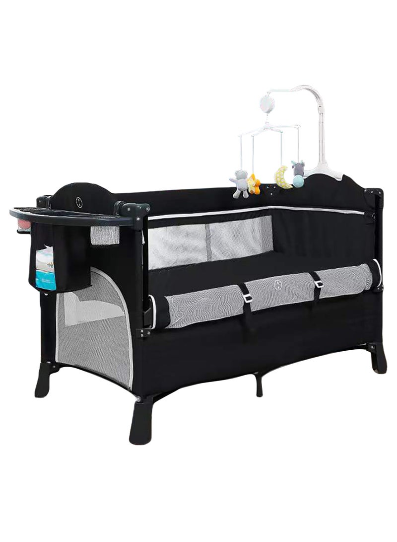 TEKNUM 4 In 1 Baby Bedside Co - Sleeper Bassinet And Playpen With Rocker Black - Image 1