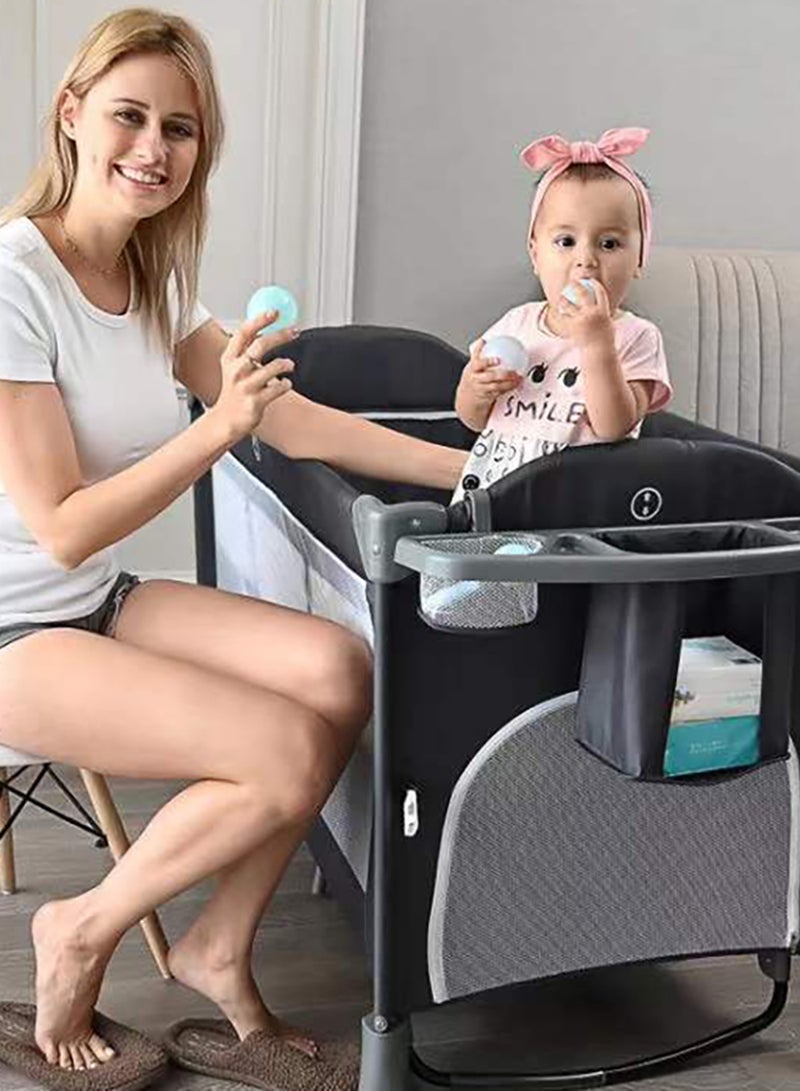 TEKNUM 4 In 1 Baby Bedside Co - Sleeper Bassinet And Playpen With Rocker Black - Image 4
