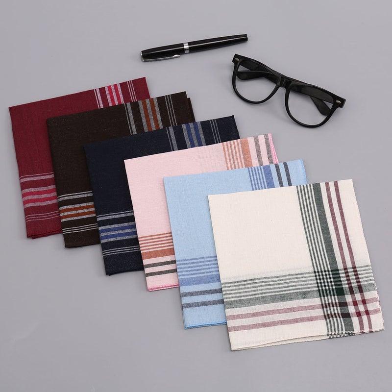 Plaid Striped Handkerchief Polyester Woven Handkerchief Light Color Men'S Small Square Towel Classic Handkerchief - Image 3