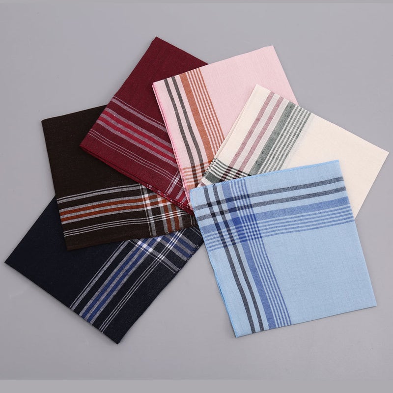 Plaid Striped Handkerchief Polyester Woven Handkerchief Light Color Men'S Small Square Towel Classic Handkerchief - Image 2