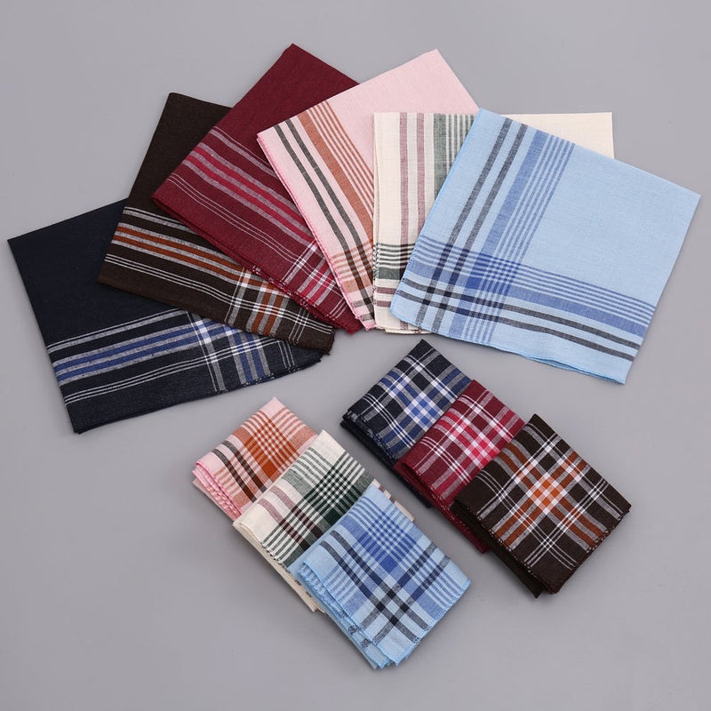 Plaid Striped Handkerchief Polyester Woven Handkerchief Light Color Men'S Small Square Towel Classic Handkerchief - Image 1