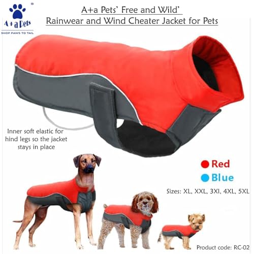 A+A Pets' Free & Wild Dog Jacket for Dogs & Cats | Reflective, Waterproof, Windproof Dog Raincoat | Easy to Wear, No Slip Design | High Visibility Lightweight Rainwear (Red XL) - Image 2