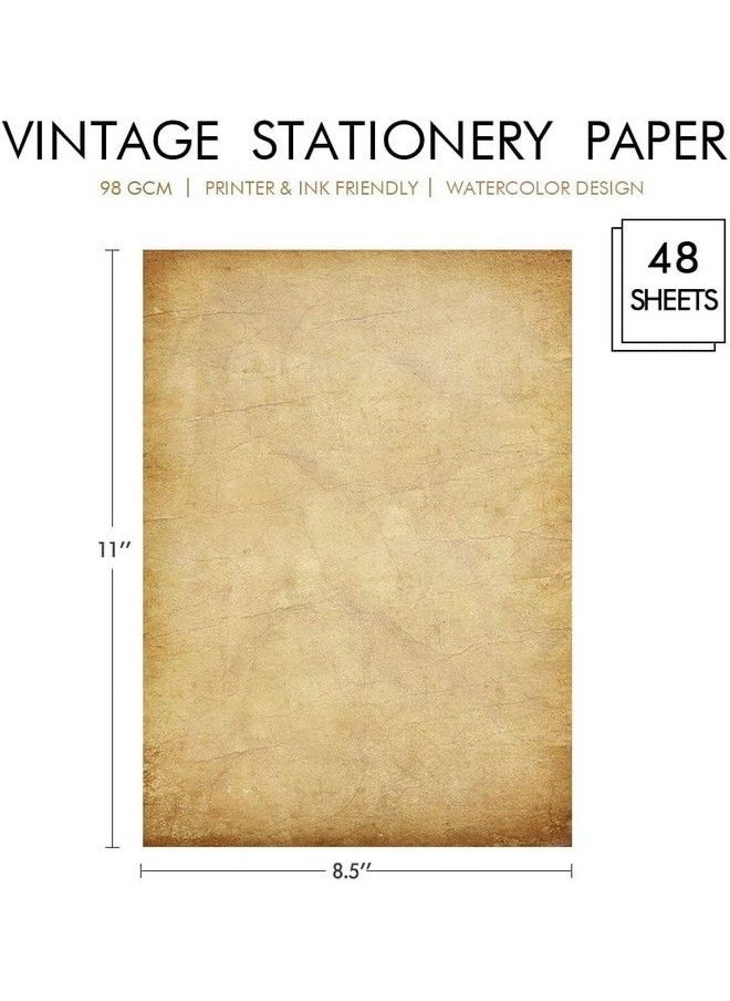 Kidepoch 48 Pack Antique Vintage Stationary Paper 8.5"X 11" Parchment Paper For Writing And Printing Double Sided Antique Old Aged Scrapbook For Journal Calligraphy Invitations And Certifications  - Image 3