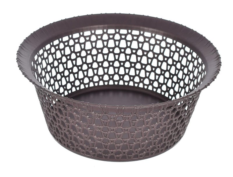Kuber Industries Storage Basket|Plastic Round Versatile Basket|Organizer for Kitchen|Countertop|Cabinet|Bathroom|Set of 3 (Brown) - Image 3