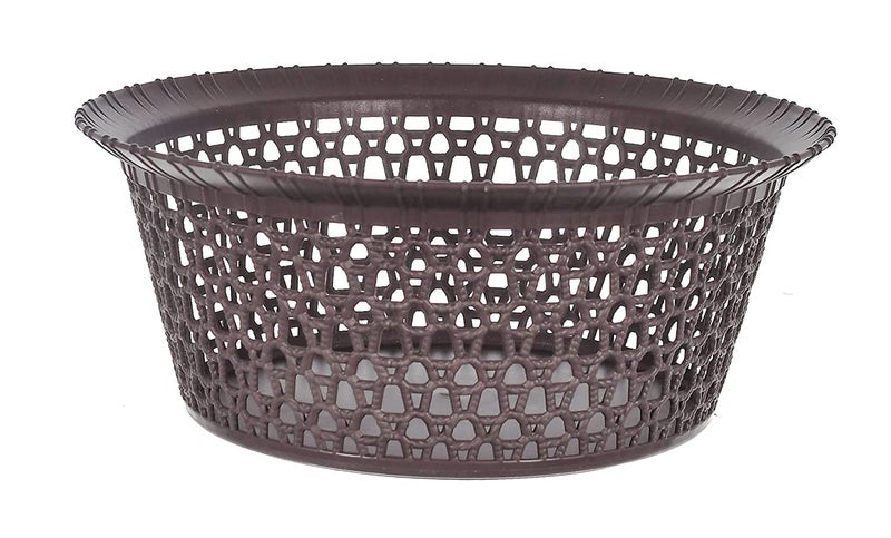 Kuber Industries Storage Basket|Plastic Round Versatile Basket|Organizer for Kitchen|Countertop|Cabinet|Bathroom|Set of 3 (Brown) - Image 5