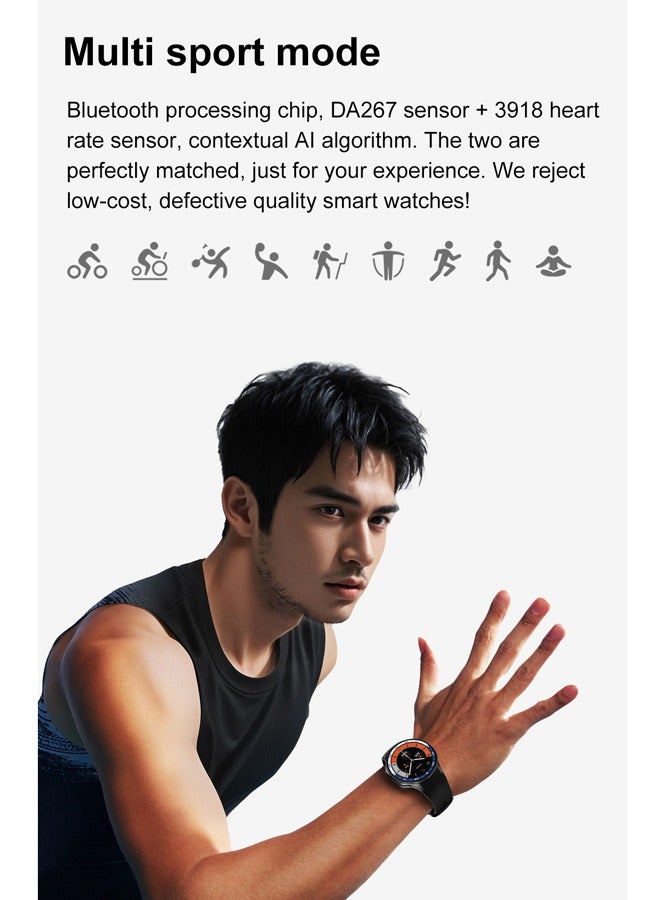 RollsTimi  Men's Exquisite Bluetooth Smartwatch, 1.43 Inch Full Screen Touch, Brown Leather Strap，Answering/Making Calls, Sports Sleep Heart Rate Monitoring, Universal For Android 4.4 And IOS 10.0 Systems, IP68 Waterproof RT-DT Watch X - Image 4