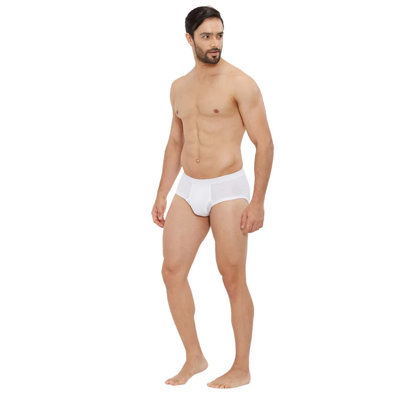 بي واي سي MEN'S BRIEF 75% AEROCOOL 25% COTTON SUMMER UNDERWEAR - WHITE