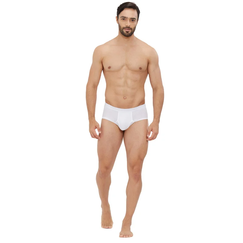 بي واي سي MEN'S BRIEF 75% AEROCOOL 25% COTTON SUMMER UNDERWEAR - WHITE