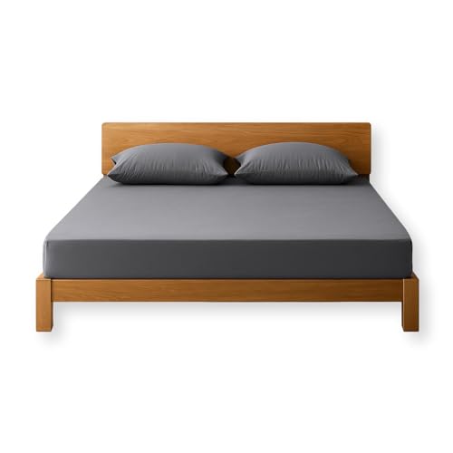 hooga Grounding Sheet Fitted King Size Organic Cotton and Conductive Silver Earth Connected Sheets for Improved Sleep Pain Relief Wellness 78x 80x15 Gray Sheets with 15 Ft Grounding Cord