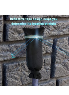 SYOSI Outdoor Faucet Cover Waterproof Insulated Faucet Freeze Protections Socks for Winter with Reflective Strip Reusable for Garden Lawn Faucets and Yard Hydrant 20x7.9 Inch(2 Pieces)  - Image 5