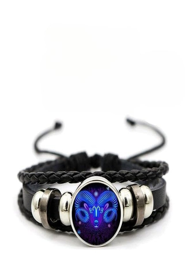 LAZYwindow Zodiac Constellation Bracelets - कन्या राशि - Virgo Signs Guardian Fluorescent Woven Leather Bracelet for Women & Men - Image 1