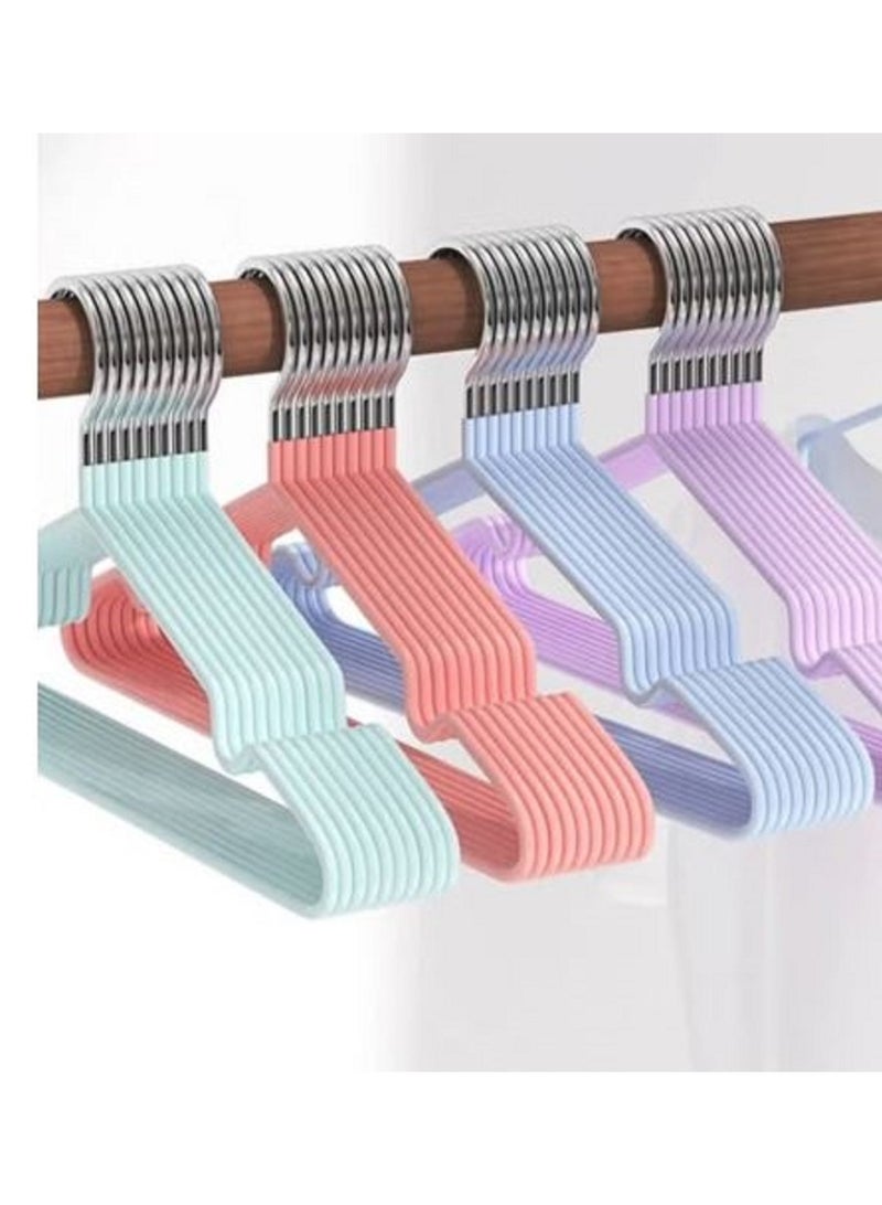 30-Piece Stainless Steel Coated Silicone Hanger for Laundry and Adults, Space Saving, Assorted Colors - Image 1