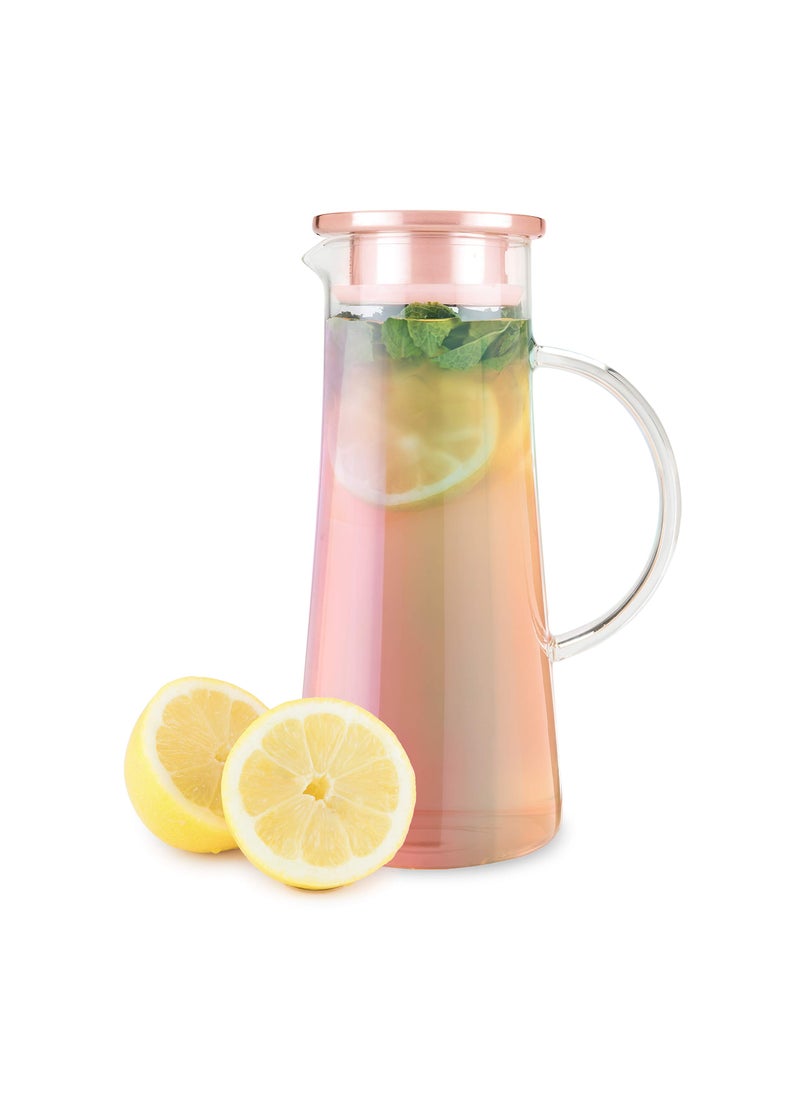 Pinky Up Pinky Up Charlie Iridescent Iced Tea Glass Carafe with Lid and Filter Pitcher for Cold Coffee Lemonade Fruit Juices Sparkling Water Soda 15L 