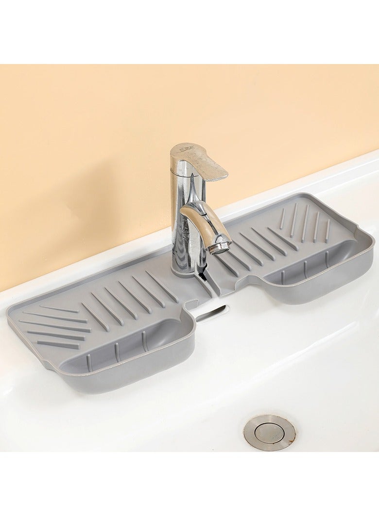 Silicone Faucet Handle Drip Catcher Tray Mat, Silicone Faucet Mat with Sponge Holder for Kitchen Sink Accessories Gadgets Drying Mat for Bathroom Counter Sink Splash Guard  - Image 5