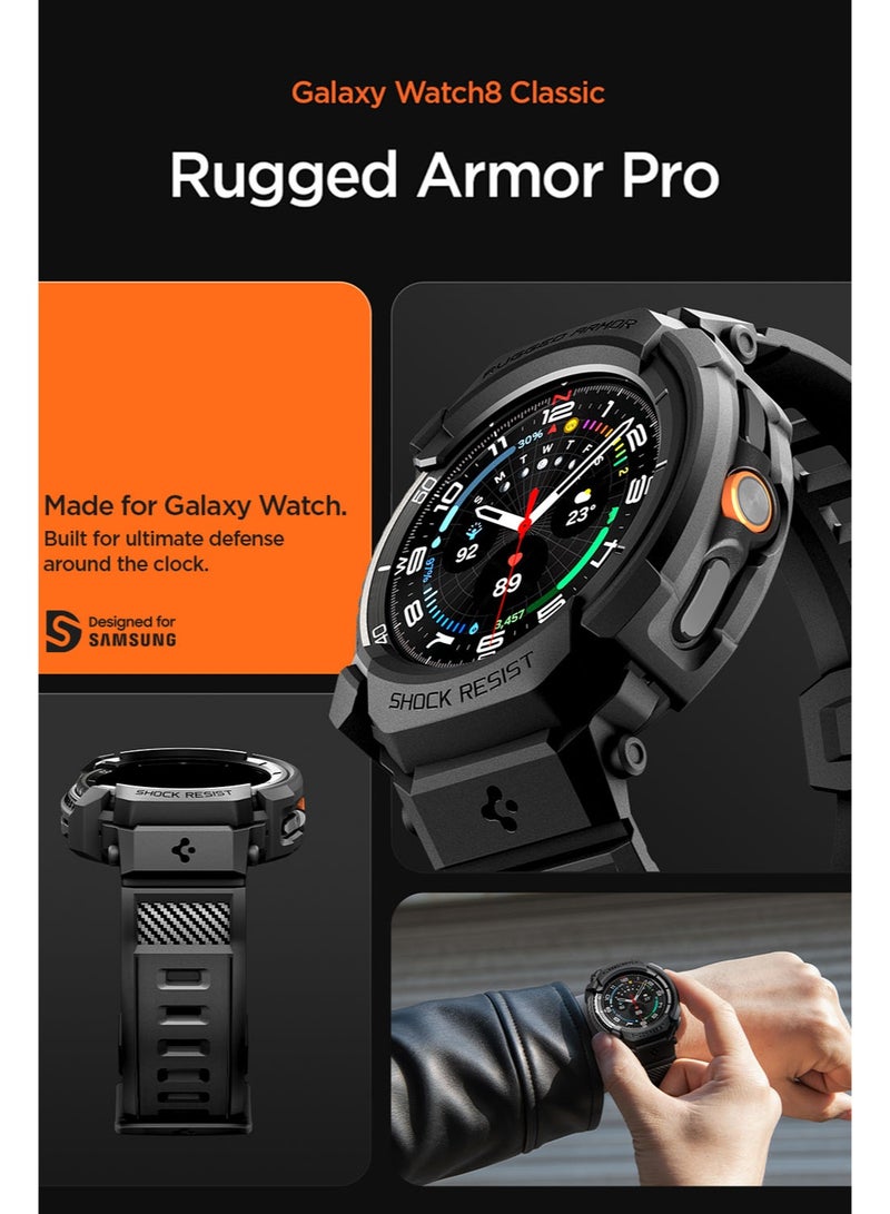 Spigen Rugged Armor Pro for Samsung Galaxy Watch 8 Classic 46mm Case with Band (2025) - Matte Black - Image 3