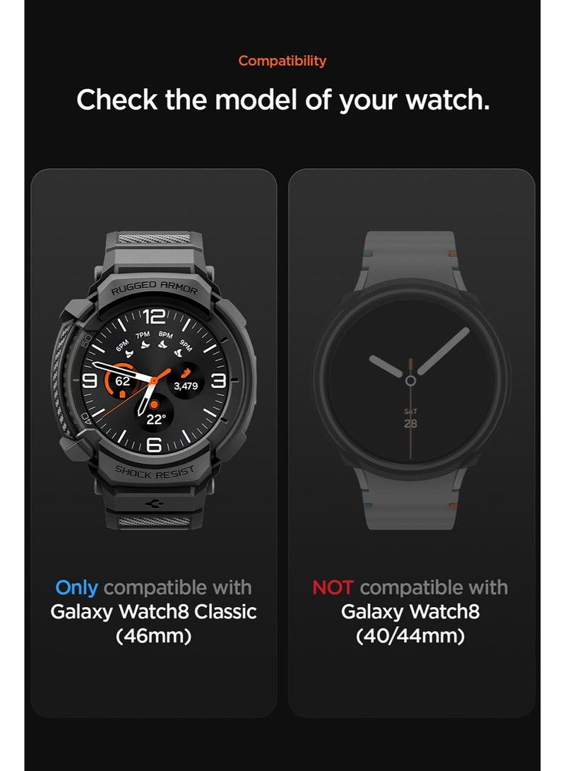 Spigen Rugged Armor Pro for Samsung Galaxy Watch 8 Classic 46mm Case with Band (2025) - Matte Black - Image 2