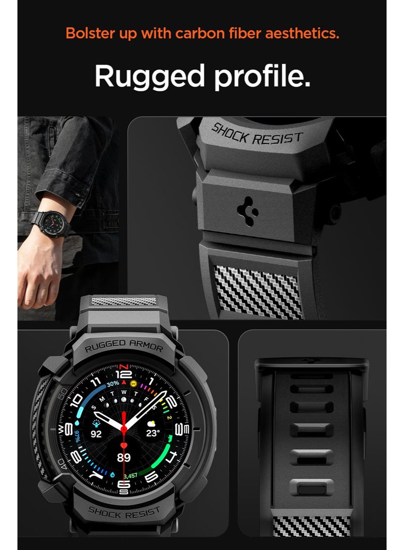 Spigen Rugged Armor Pro for Samsung Galaxy Watch 8 Classic 46mm Case with Band (2025) - Matte Black - Image 4