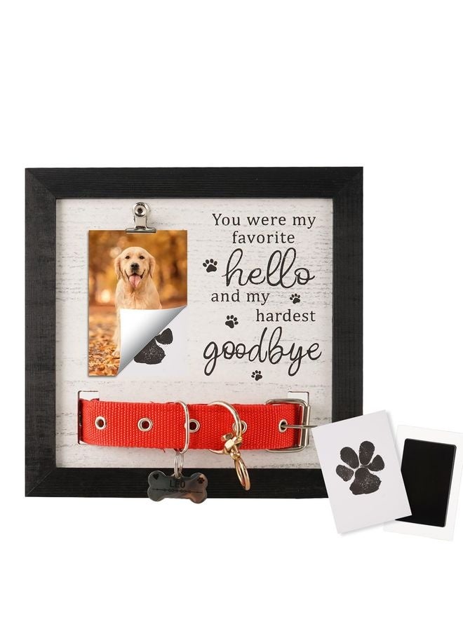 MOWKIT Dog Collar Memorial Picture Frame with Paw Print, Loss of Dog Sympathy Gift, Pet Bereavement Photo Frame for Dog Cat, Condolence Gift for Pet Lovers - Image 1