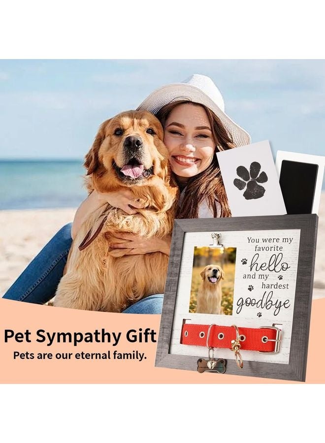 MOWKIT Dog Collar Memorial Picture Frame with Paw Print, Loss of Dog Sympathy Gift, Pet Bereavement Photo Frame for Dog Cat, Condolence Gift for Pet Lovers - Image 2