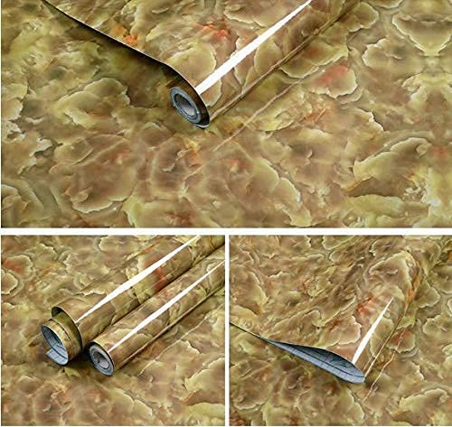 FEELING MALL Marble Wall Paper Granite 3D Look Gloss Bachsplash Self Adhesive Film Matte Paper Foil Stickers Decal Decorative Cupboard Almirah Fridge Tabletop Floor Cabinets Bathroom (Yellow) - Image 3