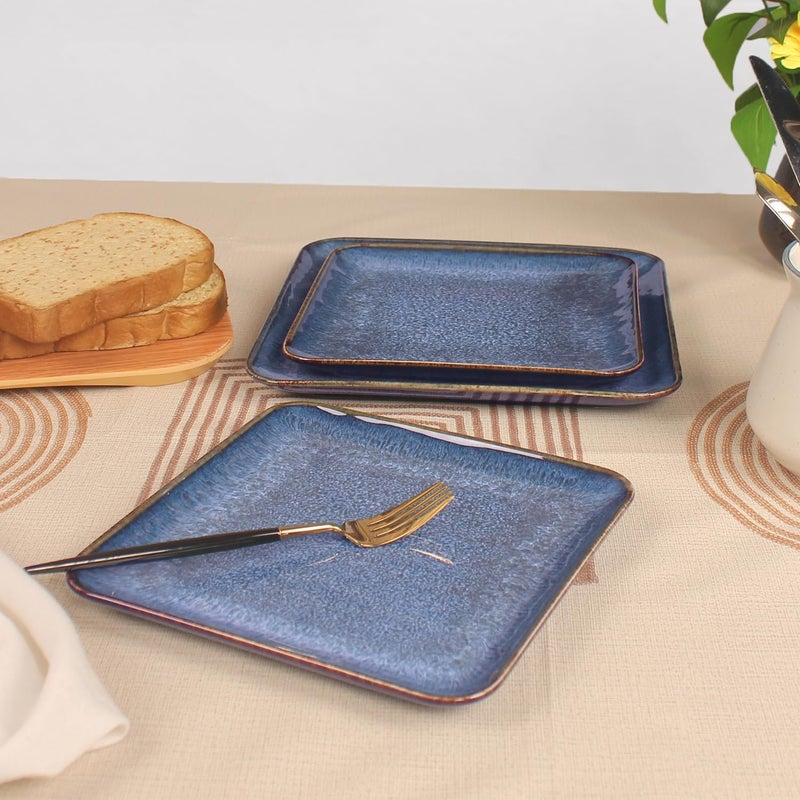 jinsongdafa Porcelain Dinner Plates set dessert salad dish Set of 4 Main Dish for Steak Bread Pasta Salad Microwave Oven and Dishwasher Safe Scratch Resistant Reusable 75 INCH Square - Image 4