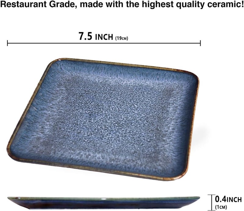 jinsongdafa Porcelain Dinner Plates set dessert salad dish Set of 4 Main Dish for Steak Bread Pasta Salad Microwave Oven and Dishwasher Safe Scratch Resistant Reusable 75 INCH Square - Image 2