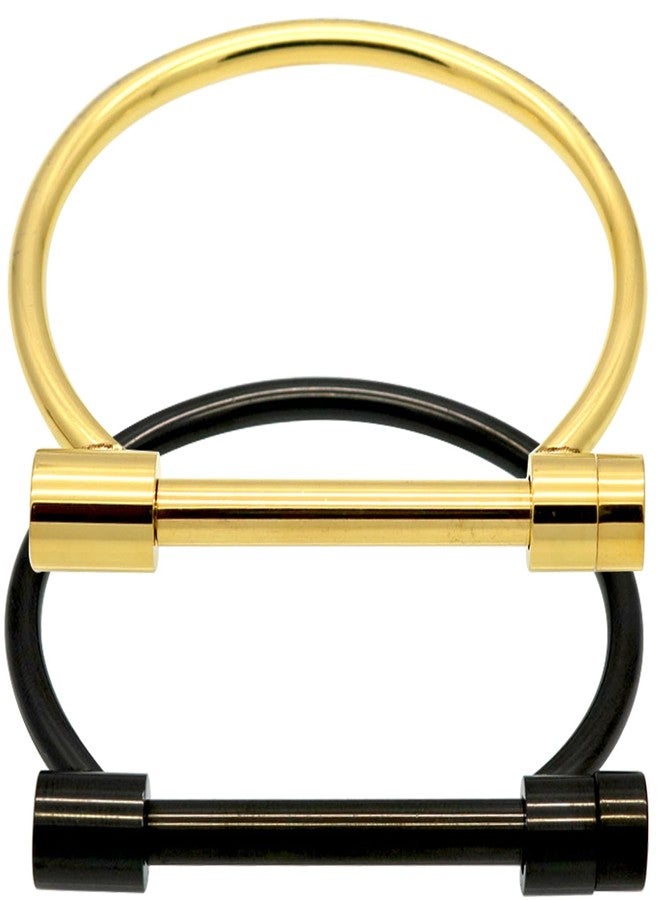 ALoveSoul 2 Pcs Screw Bracelet Stainless Steel Bar Cuff Bangle Set(Black,Gold) - Image 1