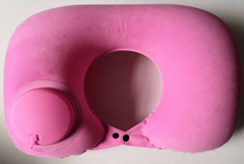 Generic Press inflatable U-shaped pillow neck pillow travel artifact neck folding portable flocking blowing travel pillow U-shaped pillow  - Image 3