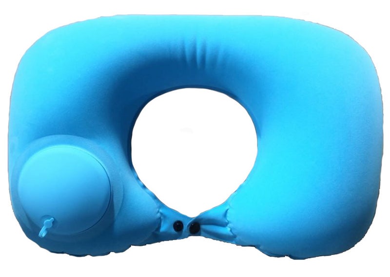 Generic Press inflatable U-shaped pillow neck pillow travel artifact neck folding portable flocking blowing travel pillow U-shaped pillow  - Image 2