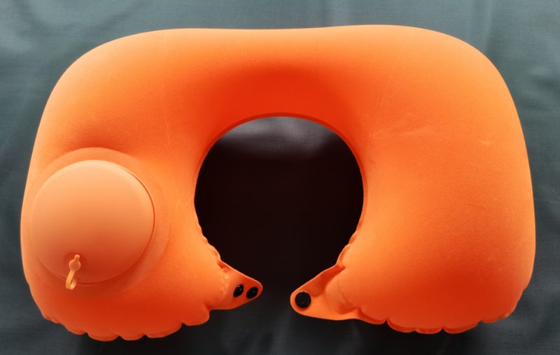 Generic Press inflatable U-shaped pillow neck pillow travel artifact neck folding portable flocking blowing travel pillow U-shaped pillow  - Image 4
