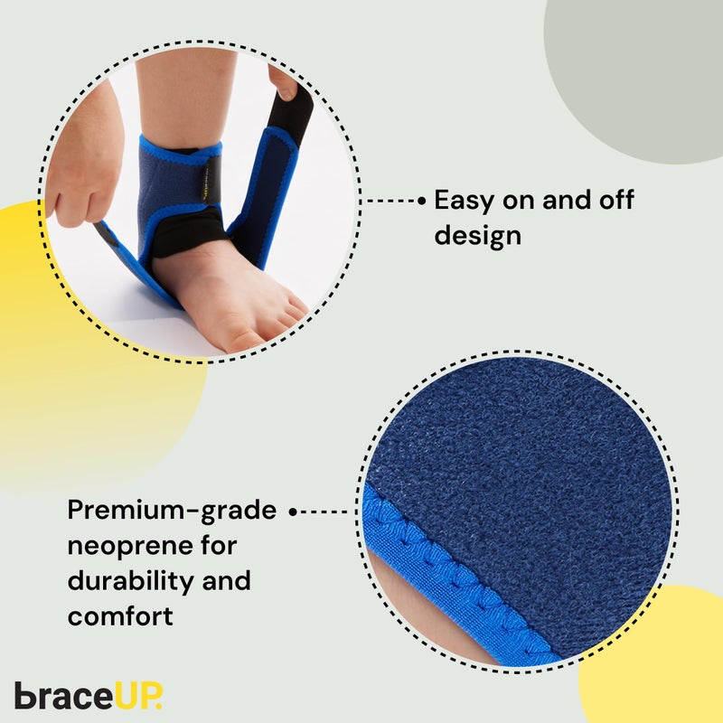 BraceUP Kids Ankle Brace â€“ Youth Sports Support for Boys & Girls, Adjustable Foot Stabilizer for Sprains, Injuries & Active Play for Daily Wear (S 4'1"-4'11" ft) - Image 4