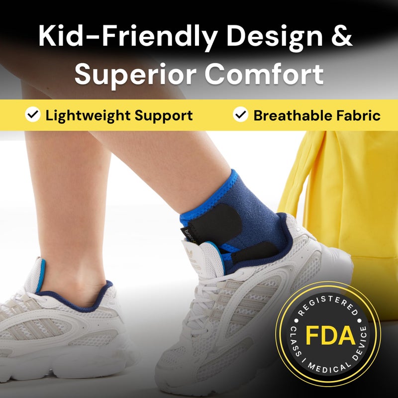 BraceUP Kids Ankle Brace â€“ Youth Sports Support for Boys & Girls, Adjustable Foot Stabilizer for Sprains, Injuries & Active Play for Daily Wear (S 4'1"-4'11" ft) - Image 3