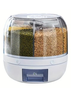 LDQ 1 Set Rotating Grain Storage Box Divided Rice Bucket, Large 20 kg Capacity, Food Grade, Sealed Storage, Transparent Round Kitchen Organizer.  - Image 3