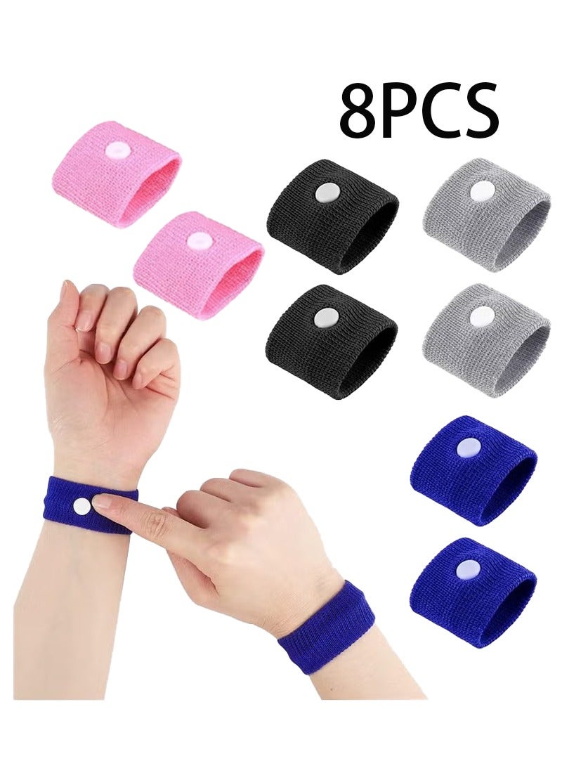 Unewshi 4 Pairs Motion Sickness Nausea Relief Wristbands Travel Acupressure rings for Car airliner Sea Sickness Adult Children Black +Grey+ Blue+Pink  - Image 1