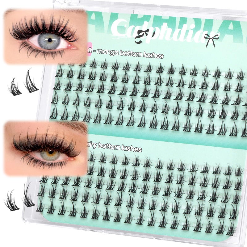 calphdiar Bottom Lashes Manga Fairy Bottom Lash Clusters DIY Eyelash Extension 5-8mm Bottom Eyelashes Individual 2 Styles Natural Lower Lashes Clusters for Bottom Lash Extensions by calphdiar - Image 1