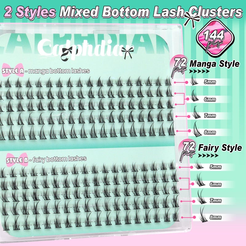 calphdiar Bottom Lashes Manga Fairy Bottom Lash Clusters DIY Eyelash Extension 5-8mm Bottom Eyelashes Individual 2 Styles Natural Lower Lashes Clusters for Bottom Lash Extensions by calphdiar - Image 2
