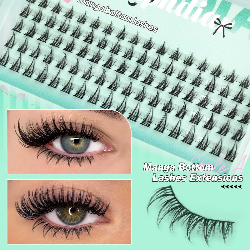 calphdiar Bottom Lashes Manga Fairy Bottom Lash Clusters DIY Eyelash Extension 5-8mm Bottom Eyelashes Individual 2 Styles Natural Lower Lashes Clusters for Bottom Lash Extensions by calphdiar - Image 3