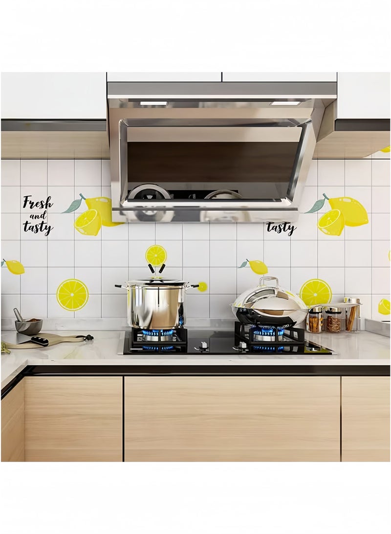 اديببولا لفة واحدة من ورق جدران بنمط الليمون، ذاتية اللصق، مقاومة للزيت والماء، مقاومة لدرجات الحرارة العالية، مناسبة لأسطح المطبخ والخزائن والأثاث، قابلة للإزالة، لتجديد المنزل (60 × 500 سم). - Image 2