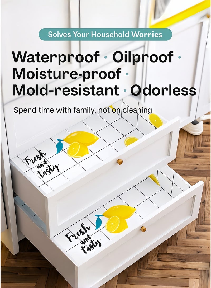 اديببولا لفة واحدة من ورق جدران بنمط الليمون، ذاتية اللصق، مقاومة للزيت والماء، مقاومة لدرجات الحرارة العالية، مناسبة لأسطح المطبخ والخزائن والأثاث، قابلة للإزالة، لتجديد المنزل (60 × 500 سم). - Image 3