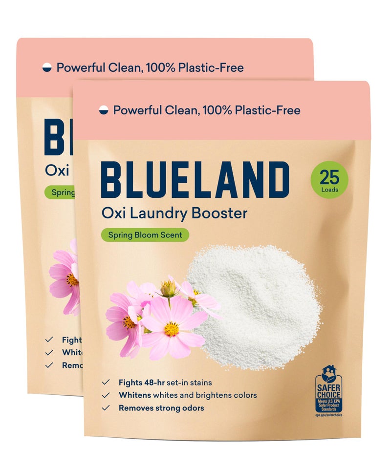 BLUELAND Oxi Laundry Booster Powder Refill 2-Pack, Spring Bloom Scent, 50 Loads, 35.2 oz, Plastic-Free, Eco Friendly, Oxy Cleaner, Stain Remover - Image 1