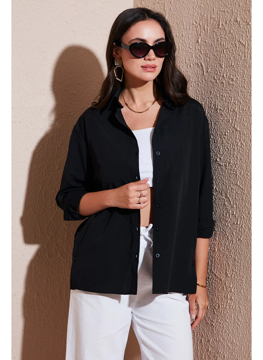 Lela Cotton Regular Fit Buttonable Slit Detail Shirt Women's Shirt 6772920