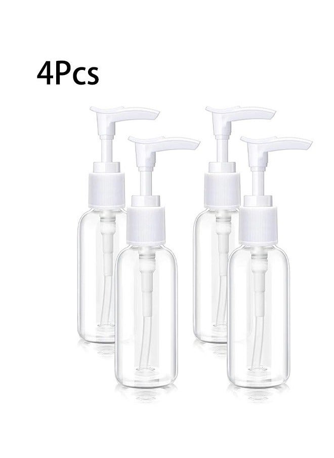 4 Pieces Transparent Travel Bottles Pump Bottle Lotion Dispenser Bottle Plastic Foamer Bottle Clear Pump Dispenser Mini Travel Pump Bottle for Cleaning Cosmetics Packaging Shampoo (White 50 ml) - Image 1
