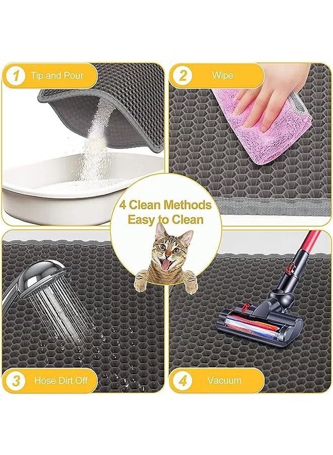 Pet Cat Litter Mat Double Layer Sand Cat Mats For Large Size Foldable Non-slip Waterproof Pet Bed Easy Clean Foldable Mats (Black) - Image 5