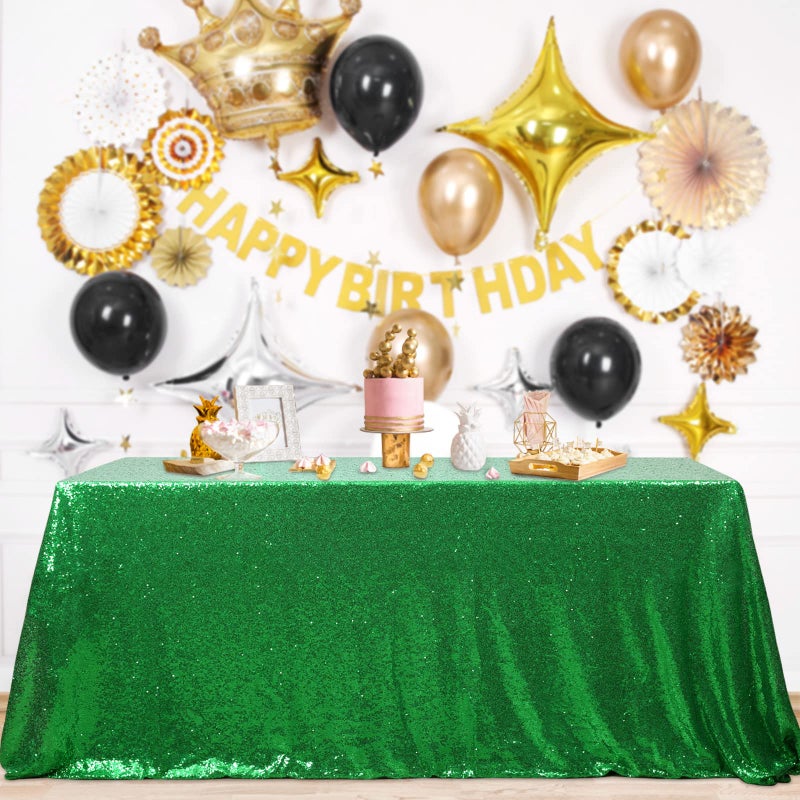 B.Cool Green Tablecloth Christmas Green Sparkle Tablecloth 8.5ft Sequin Table Cloth Shimmer Fabric for Bridal Baby Shower Decorative St. Patrick's Day Buffet Parties 60x102inch - Image 3