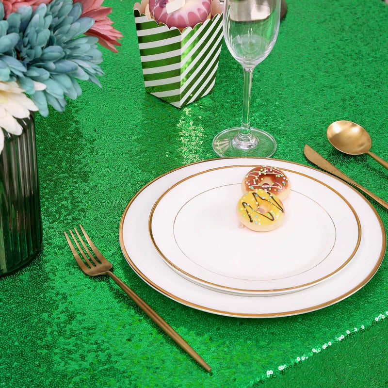 B.Cool Green Tablecloth Christmas Green Sparkle Tablecloth 8.5ft Sequin Table Cloth Shimmer Fabric for Bridal Baby Shower Decorative St. Patrick's Day Buffet Parties 60x102inch - Image 5
