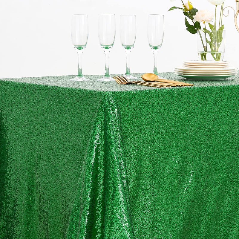 B.Cool Green Tablecloth Christmas Green Sparkle Tablecloth 8.5ft Sequin Table Cloth Shimmer Fabric for Bridal Baby Shower Decorative St. Patrick's Day Buffet Parties 60x102inch - Image 4