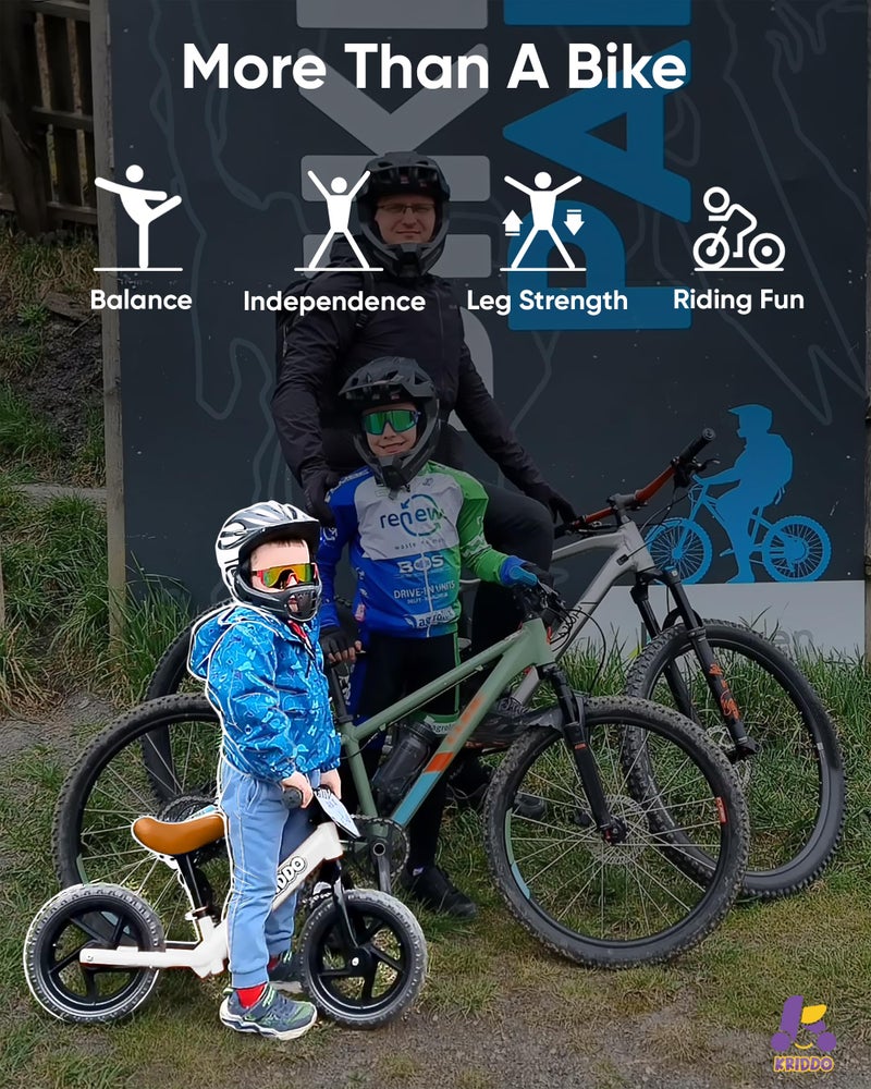 KRIDDO Toddler Balance Bike 2 Year Old, Age 24 Months to 5 Years Old, 12 Inch Push Bicycle with Customize Plate (3 Sets of Stickers Included), Gift Bike for 2-3 Boys Girls, White - Image 2